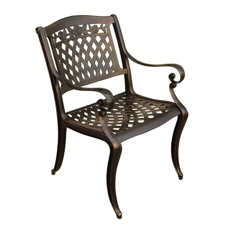 Oakland Living Rose ornate Traditional outdoor Mesh Lattice Aluminium Dining Chair, Bronze 1855-ROSE-MESH-KD-CHAIR-BZ